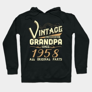 Vintage Grandpa Since 1958 Funny Man Myth Legend Daddy Hoodie